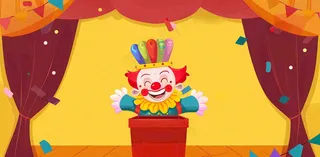 卡通插画马戏团小丑搞怪娱乐快乐表演愚人节插画背景