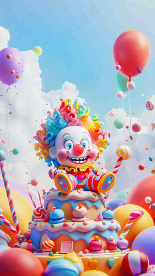 卡通插画马戏团小丑搞怪娱乐快乐表演愚人节插画背景