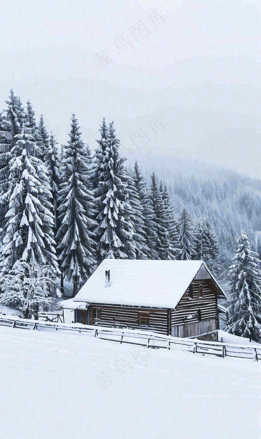 冬天寒冷白雪结冰大寒摄影图