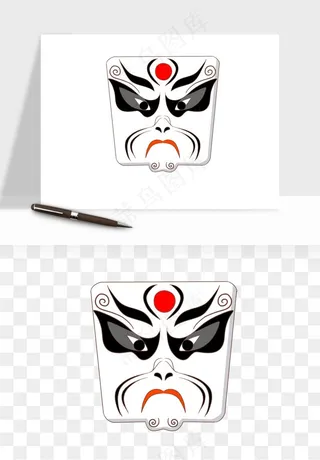 手绘戏剧脸谱卡通面具png免抠