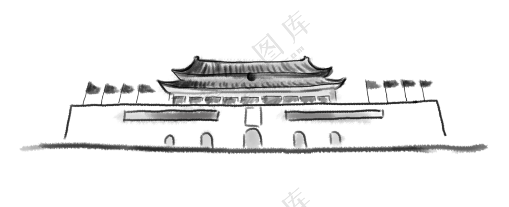 简约手绘风*城楼PNG图片素材