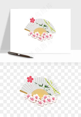 古风扇子元素png免抠