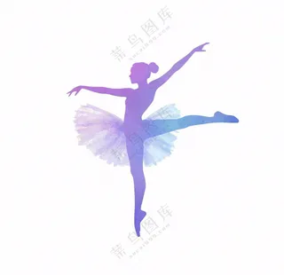 芭蕾舞舞蹈少女剪影卡通插画免抠