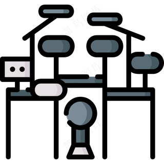 电子架子鼓 线性彩色图标