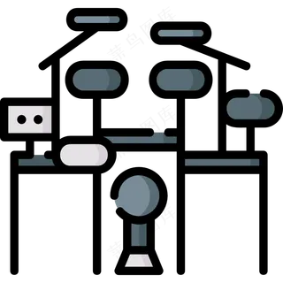 电子架子鼓 线性彩色图标