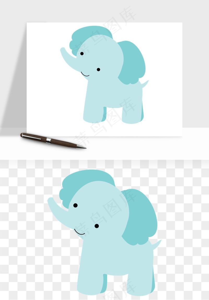 手绘大象小象png免抠
