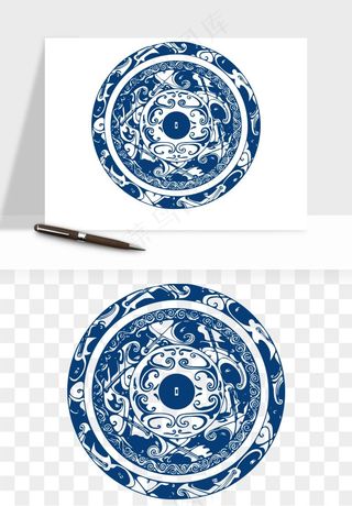 青花瓷花纹花卉图案png免抠