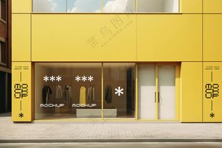 商场超市外墙门店门头招牌贴图海报店铺店招橱窗logo样机-16