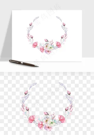 手绘花环边框浪漫png免抠