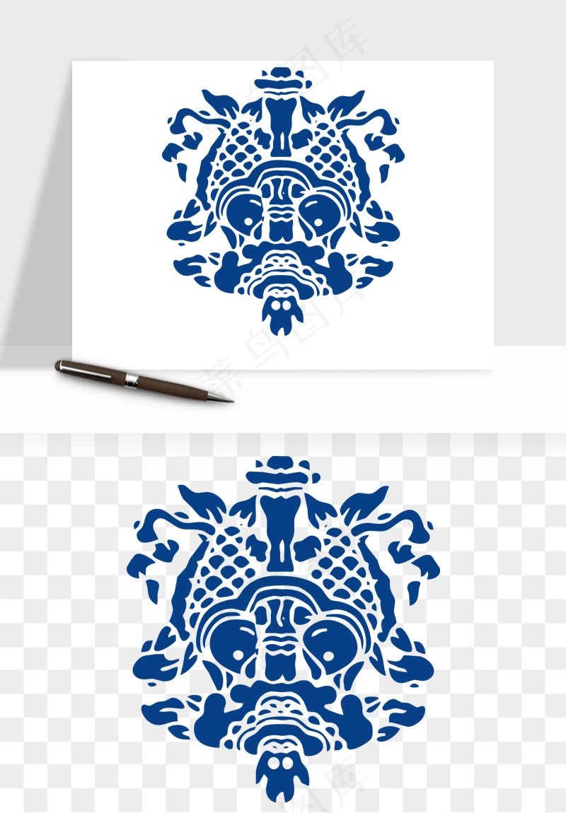 青花瓷花纹花卉图案png免抠