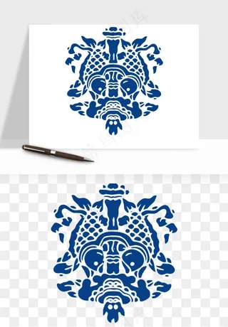 青花瓷花纹花卉图案png免抠