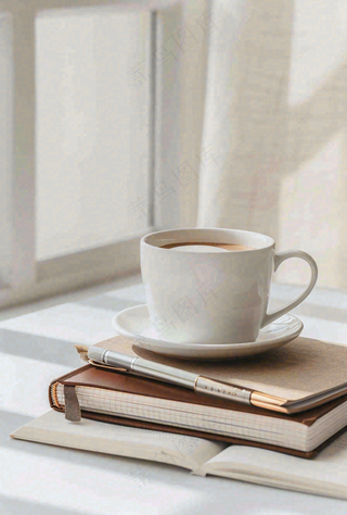 书本课本上的咖啡饮料教师节唯美摄影图