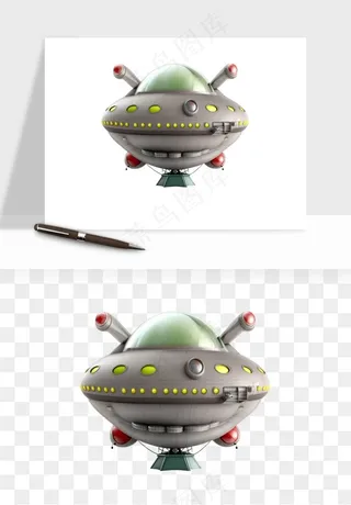 立体飞碟UFO外星人飞船png免抠