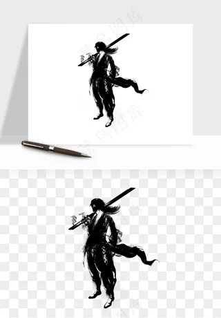 水墨江湖侠客武侠剪影png免抠