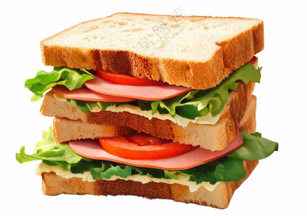 芝士培根三明治美食西餐摄影图免抠