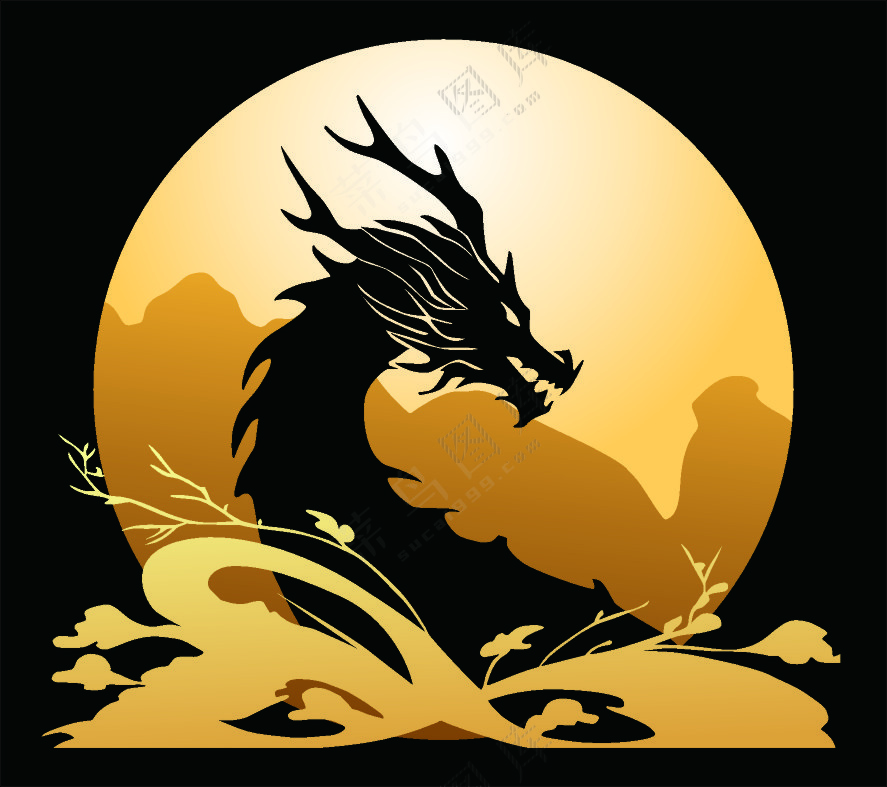龙剪影图案