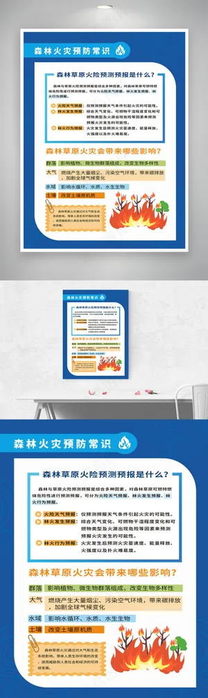 蓝色自然灾害常识宣传展板