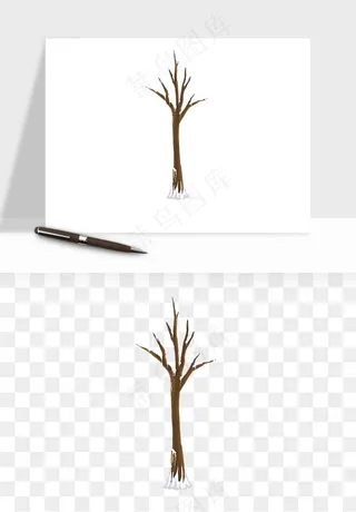 雪树枯树冬天树木png免抠