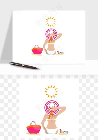 沙滩游泳度假休闲png免抠