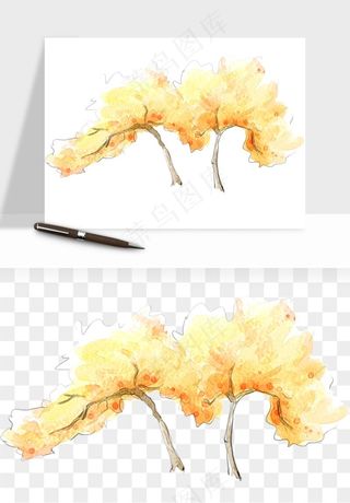 水彩手绘树木png免抠