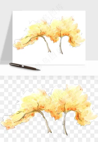 水彩手绘树木png免抠