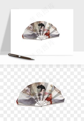 古风扇子元素png免抠