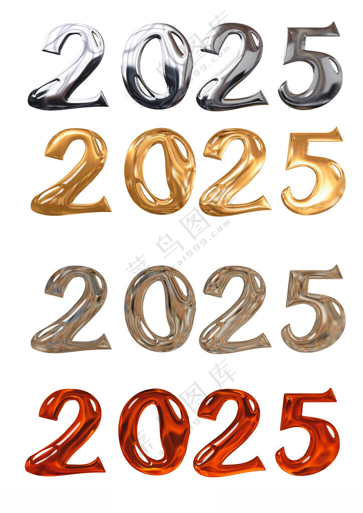 2025年蛇年艺术字体金属字蛇数字海报