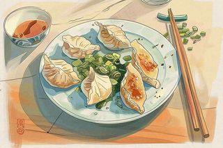 饺子中国传统美食冬至插画背景