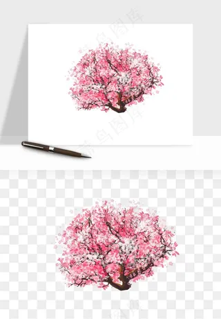 手绘樱花树png免抠