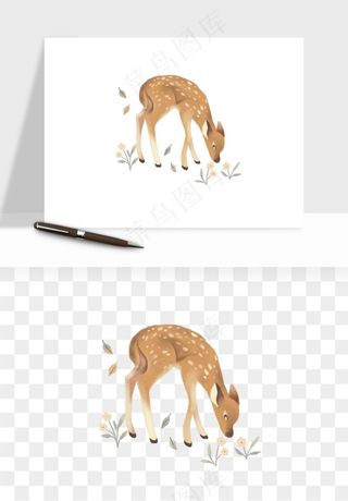 手绘梅花鹿小鹿麋鹿png免抠