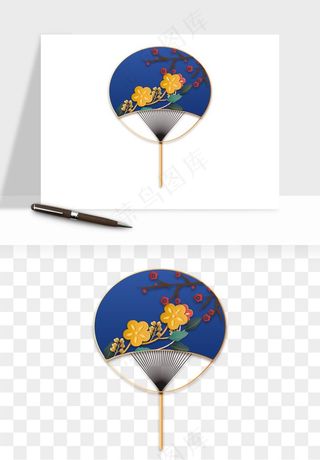 古风扇子元素png免抠