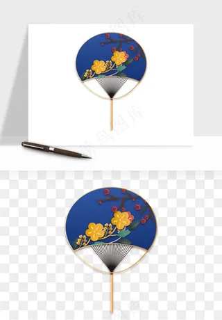 古风扇子元素png免抠