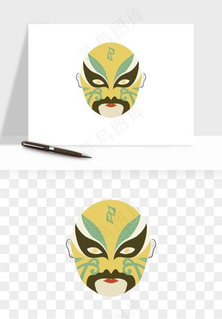 手绘戏剧脸谱卡通面具png免抠