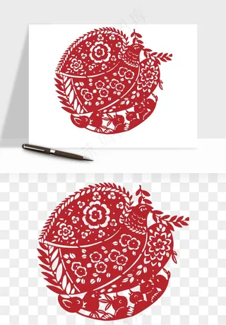 传统窗花剪纸图案png免抠