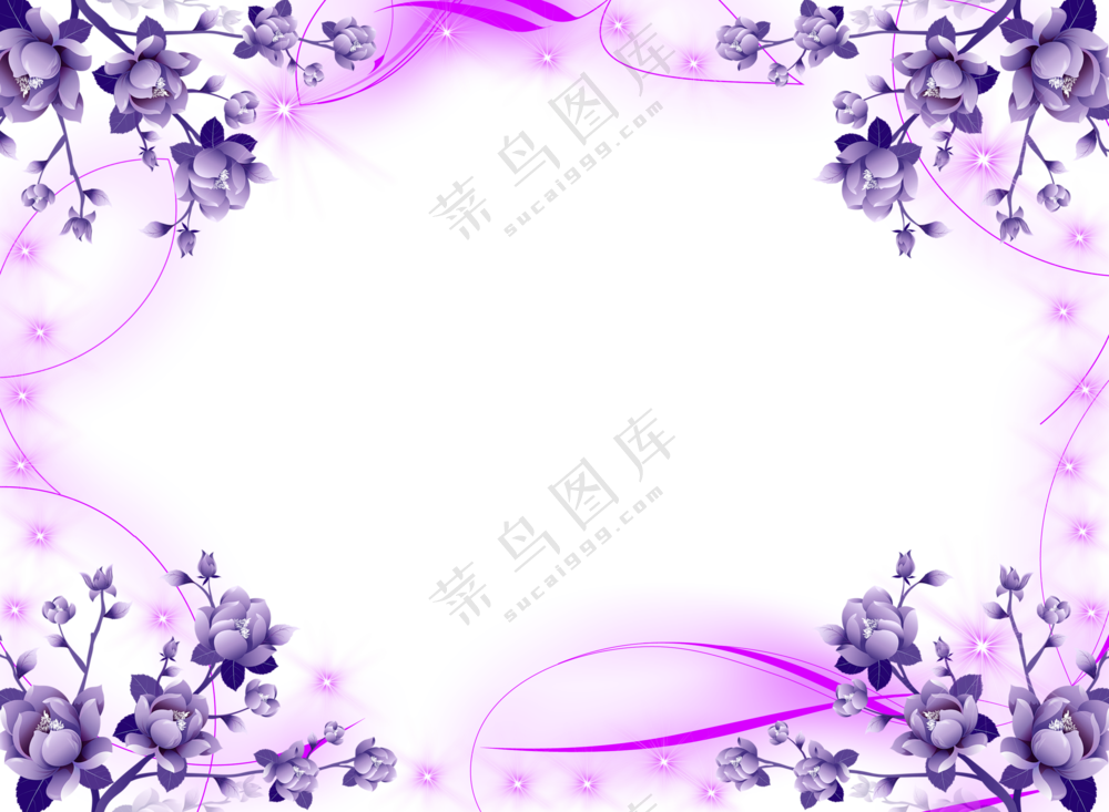 星光曲线装饰的紫色花免抠图片素材