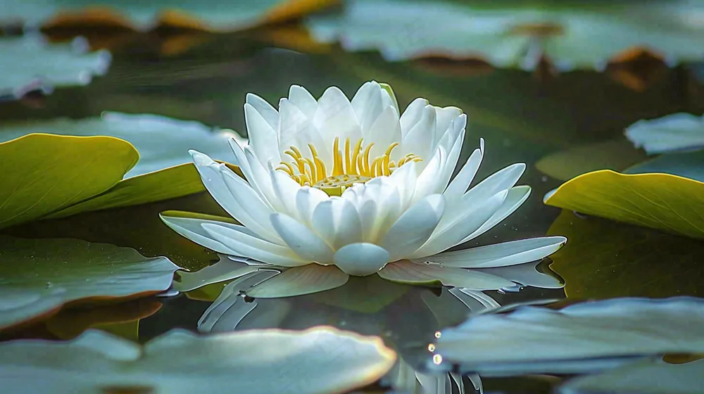 立夏池塘睡莲白莲花夏至小暑大暑摄影图