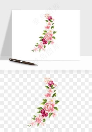 手绘国潮牡丹花花卉图案png免抠
