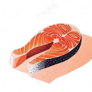 海洋三文鱼食物卡通插画免抠