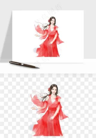 古风美人女子背影png免抠