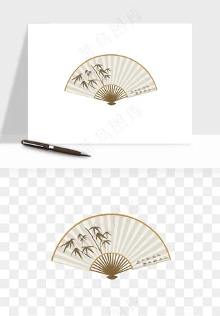 古风扇子元素png免抠