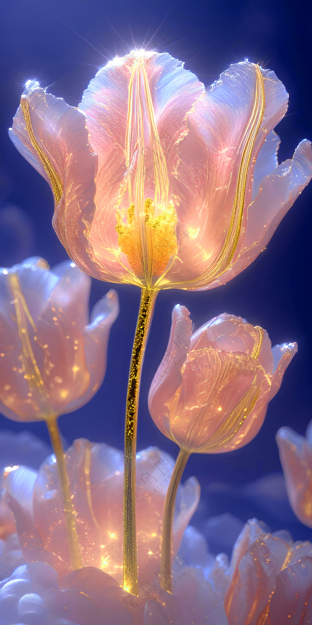 金色水晶郁金香花海玄关客厅装饰画