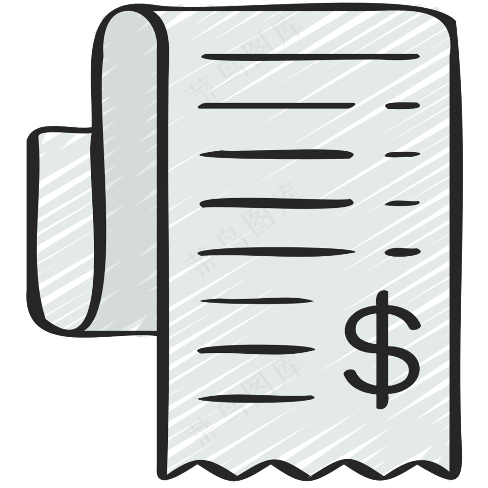 收据 铅笔手绘图标icon