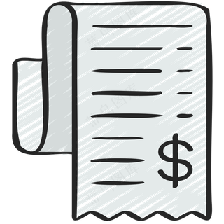 收据 铅笔手绘图标icon