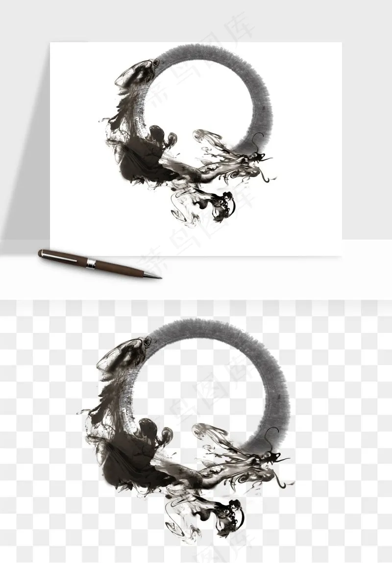墨迹水墨圆圈圆环边框