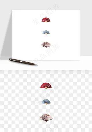 古风扇子元素png免抠