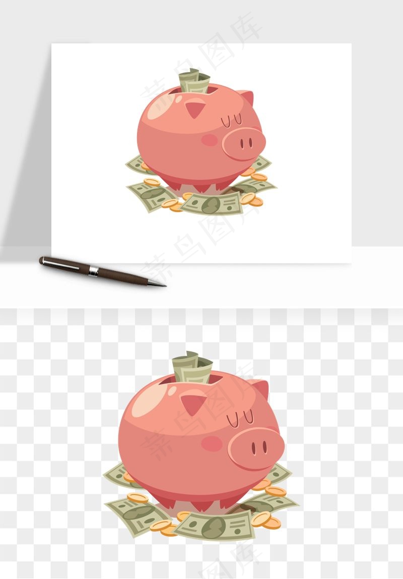 存钱罐理财金猪png免抠