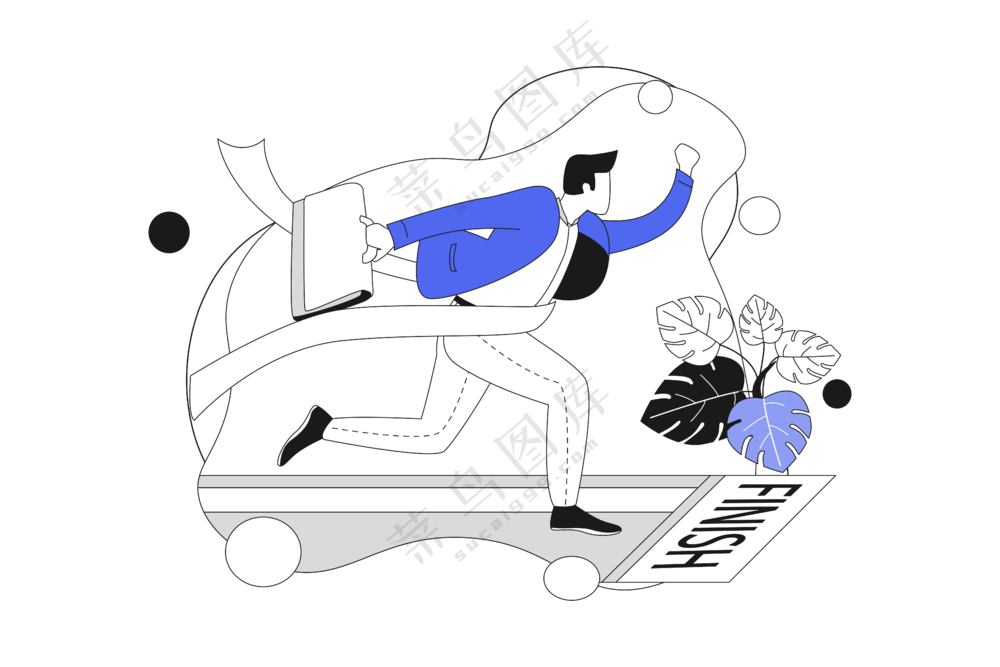 企业获得成功 起飞奋进 蓝色主题扁平商务插画