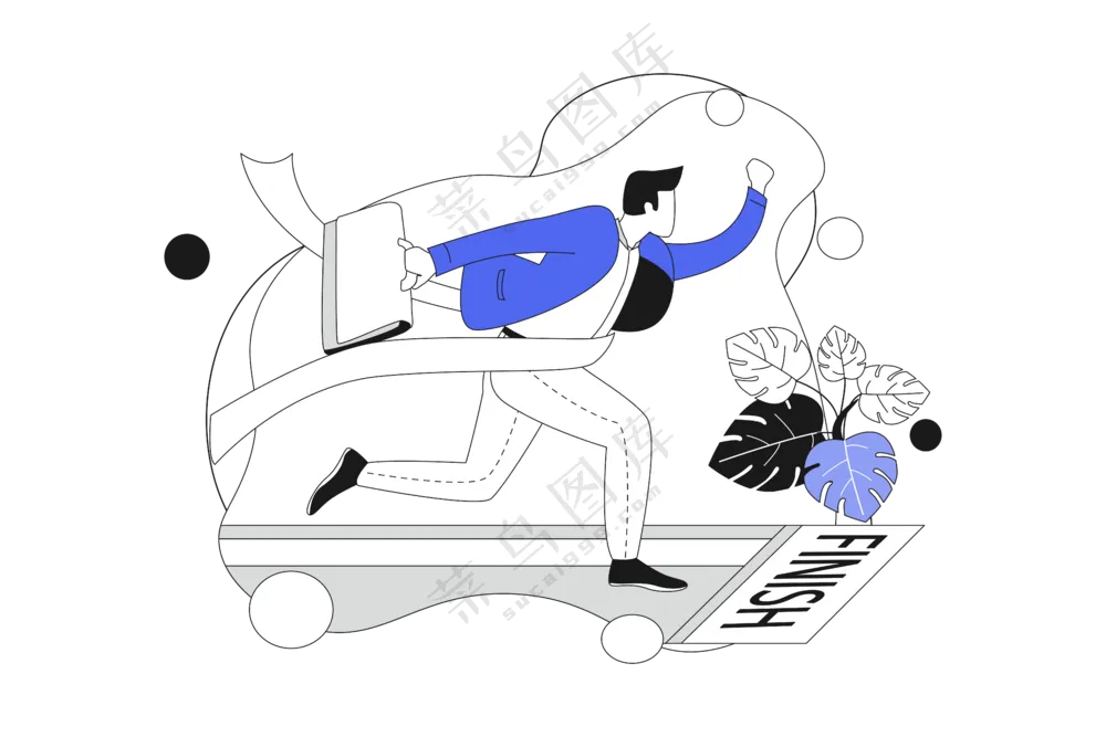 企业获得成功 起飞奋进 蓝色主题扁平商务插画