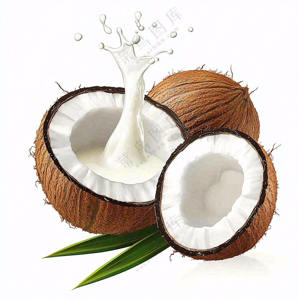 椰子汁飞溅新鲜果汁摄影图