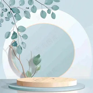 美妆护肤3d展台清新背景